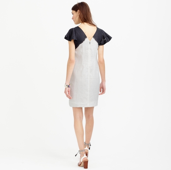 J Crew 100% Linen Dip Dyed Dress Size Small Black and White - Picture 2 of 8